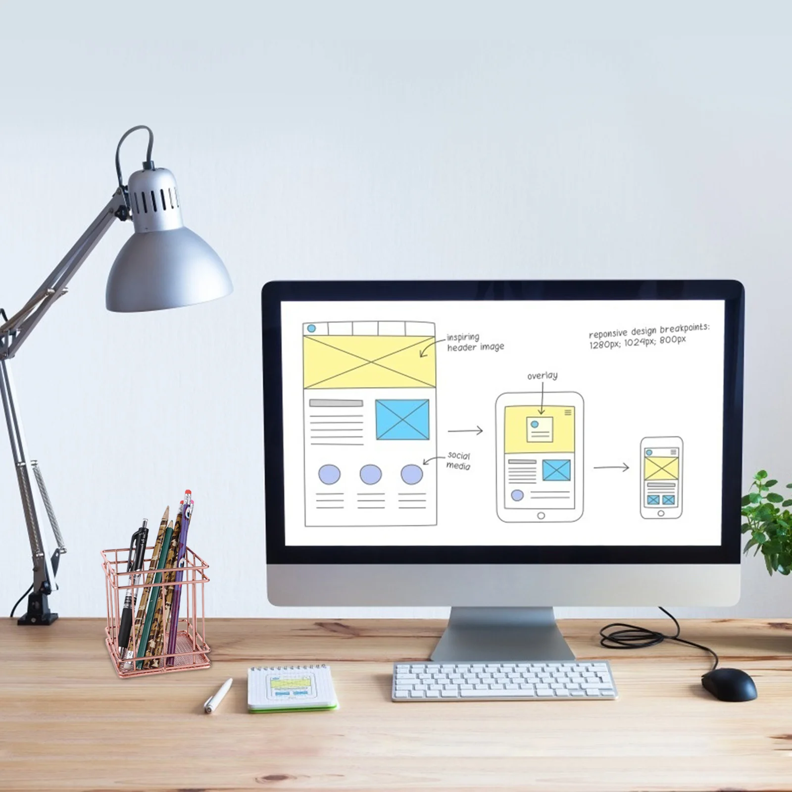 

3Pcs Rose Gold Pen Holder Stainless Steel Storage Baskets Mesh Metal Organizer for Kitchen Living Room Office Metal Basket