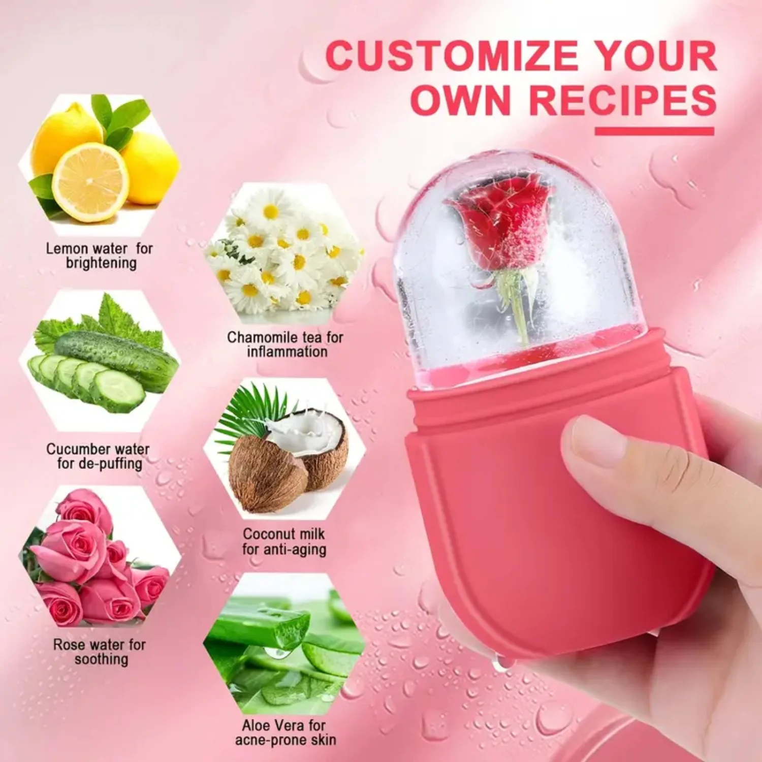 1 шт. Ролик Ice Facial Cube для осветления кожи, охлаждения и подтяжки лица, глаз, шеи - улучшение сияния, тона, де-пуховых глаз - многоразовый