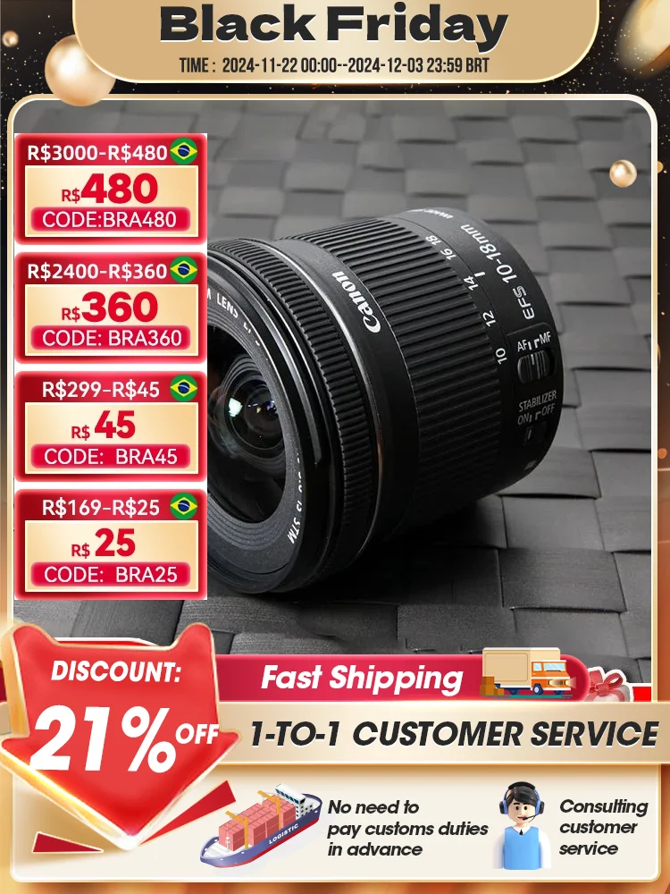 Canon EF-S 10-18mm F4.5-5.6 IS STM Wide-angle Zoom APS-C Format DSLR Camera Lens For 90D 250D SL3 T8i