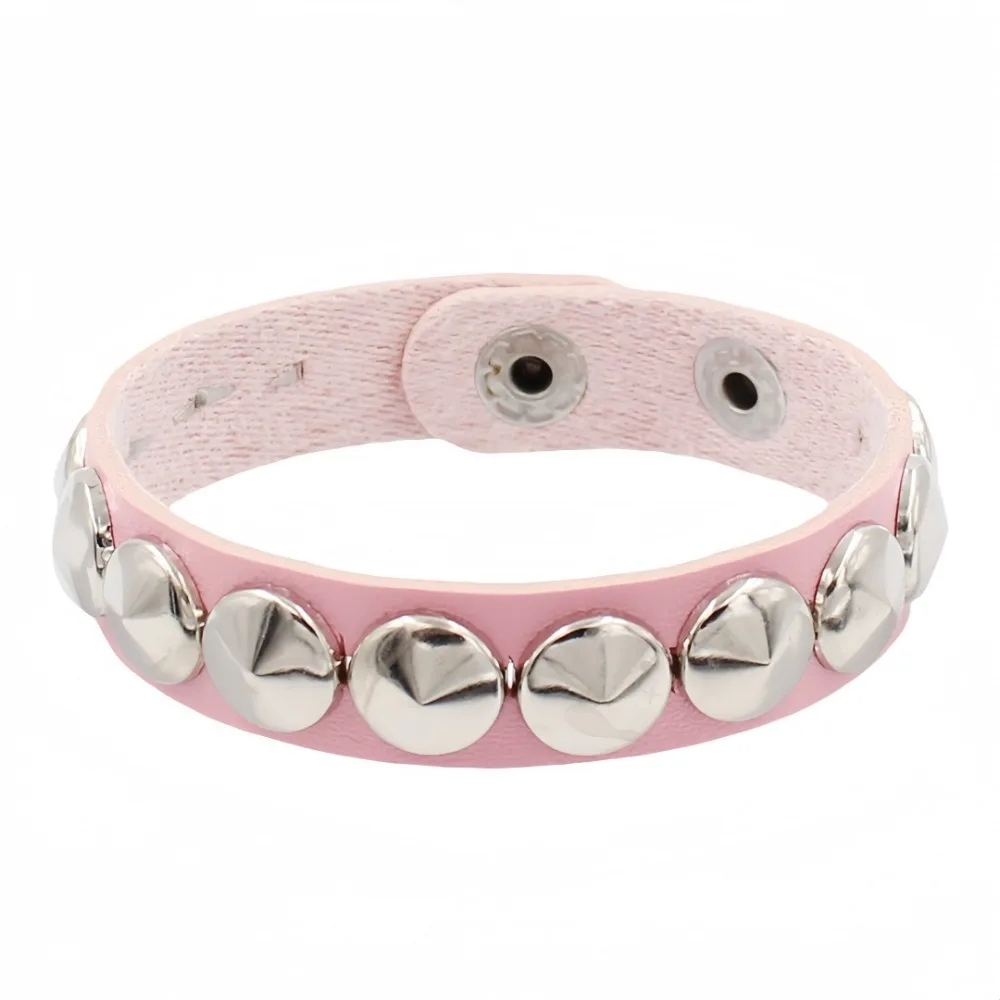 New Round-point rivet Street Punk Leather Bracelets Punk Gothic Bangle Bracelet Adjustable Cuff Bangle Unisex