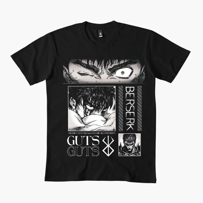 

0325 Guts Berserk Japanese Anime Gift t shirt 100% cotton print clothing Swordsman Manga Graphic Tee Y2K clothes Large size Tops