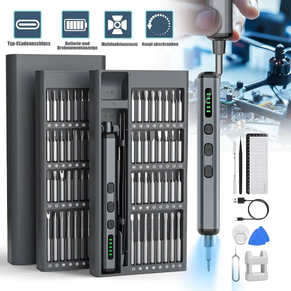 Präzisions-Schraubendreher, Mini-Elektronik-Reparaturwerkzeug, Magnetischer Schraubendreher-Bit-Satz, LED-Licht-Schraubendreher-Set, Reparaturwerkzeug für Telefon, Laptop und Uhr, Kompakter