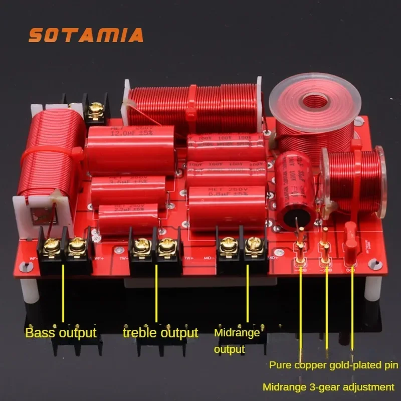 

SOTAMIA 350W Speaker Frequency Crossover Three Way Treble Mid Bass Sound Speaker Bookshelf HIFI Home Audio Crossover Filter