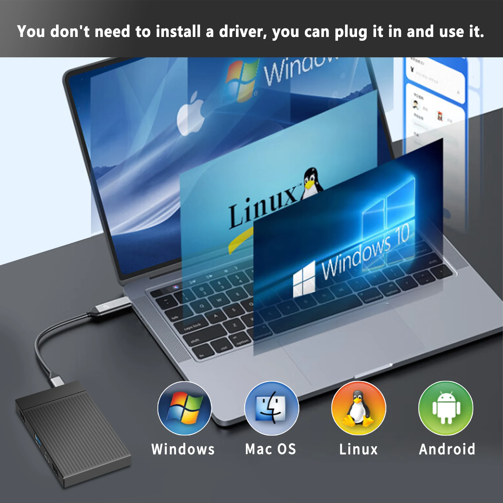محطة إرساء M.2 SSD USB3.2 Gen2 10Gbps سبائك الألومنيوم المزدوج NVMe الضميمة التوصيل والتشغيل لمفتاح PCIe M 2230 2242 2260 2280 #5