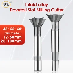 R L Tipped Carbide Dovetail Cutter YG8 45° 60° 55Degree T-slot Milling Cutter 12-60MM Straight Shank CNC machine Tools