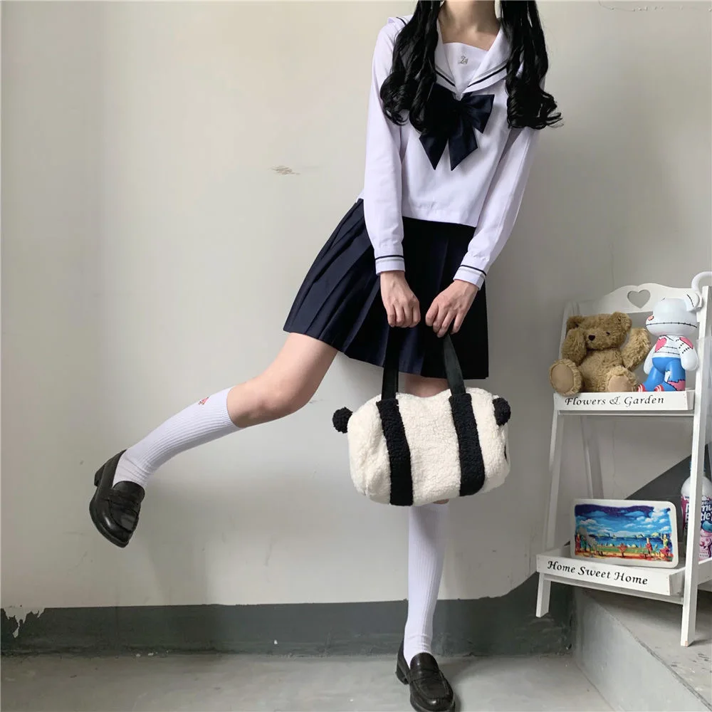 Japanische Schulmädchen JK Rockanzug Weißer Basic-Stil College-Stil Matrosenanzug Schleifenfaltenrock Oberschüleruniform – Detail 9