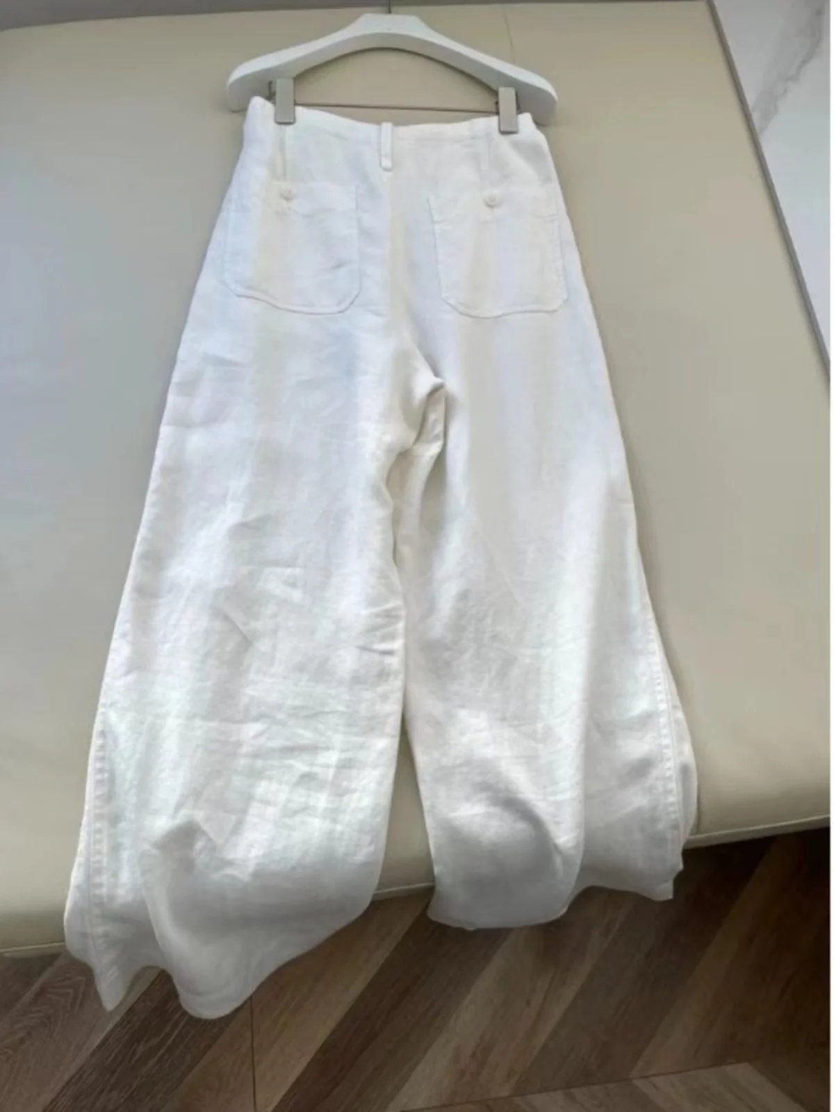 

Белые хлопковые и льняные широкие брюки, женские летние осенние тонкие свободные высококачественные прямые длинные брюки с драпировкой