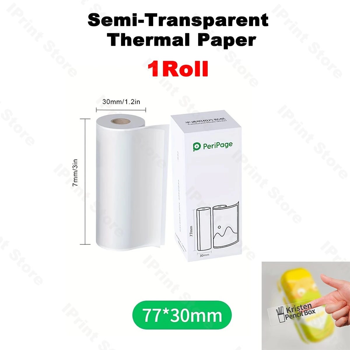 1Roll Semi-Transparent Thermal Paper 56mm/77mmx30mm BPA-Free & Waterproof for PeriPage A6/A8/A9 Mini BT Thermal Mobile Printer