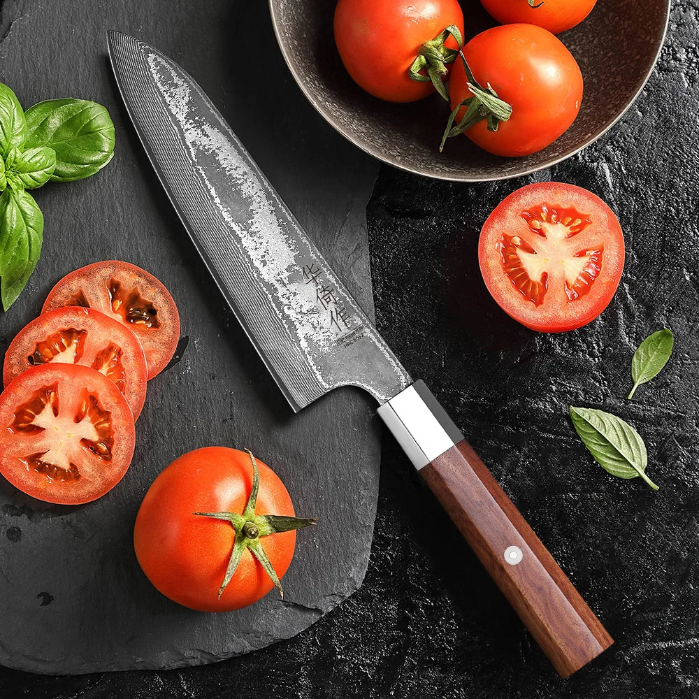 7-inch Japanese Style Santoku Knife 67 Layer Damascus Steel Kitchen Chef Knives Sharp Slicer Cleaver Hand Forged Cooking Tools