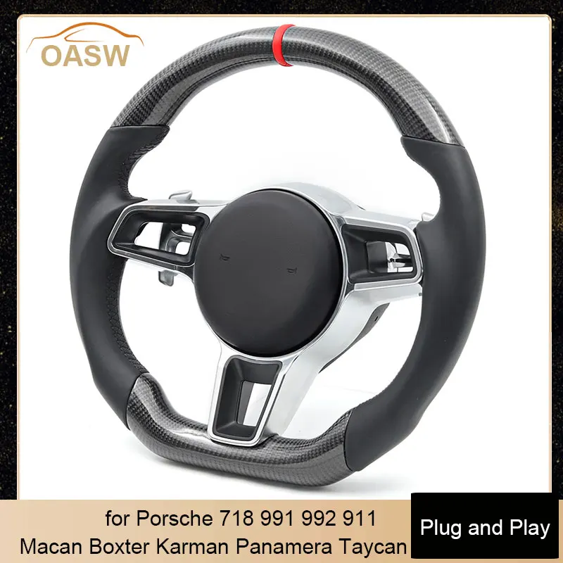 

Заводской автомобильный руль из углеродного волокна OEM для Porsche Macan Panamera Taycan Cayenne Cayman 718 991 992 911 OEM любого цвета