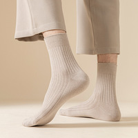 3 Pairs Men Crew Socks Black and White Middle Tube Streetwear Soft Breathable Cotton Casual Socks