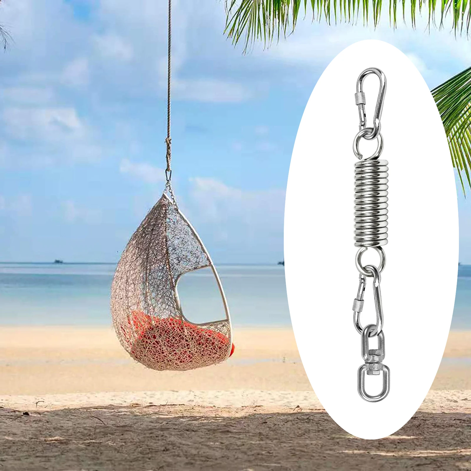 Swing Chair Hammock Spring Snap Carabiner Clips 500LB Capacity Hanging Chair Spring 360 Rotating Hook Kit Hanging Accessories