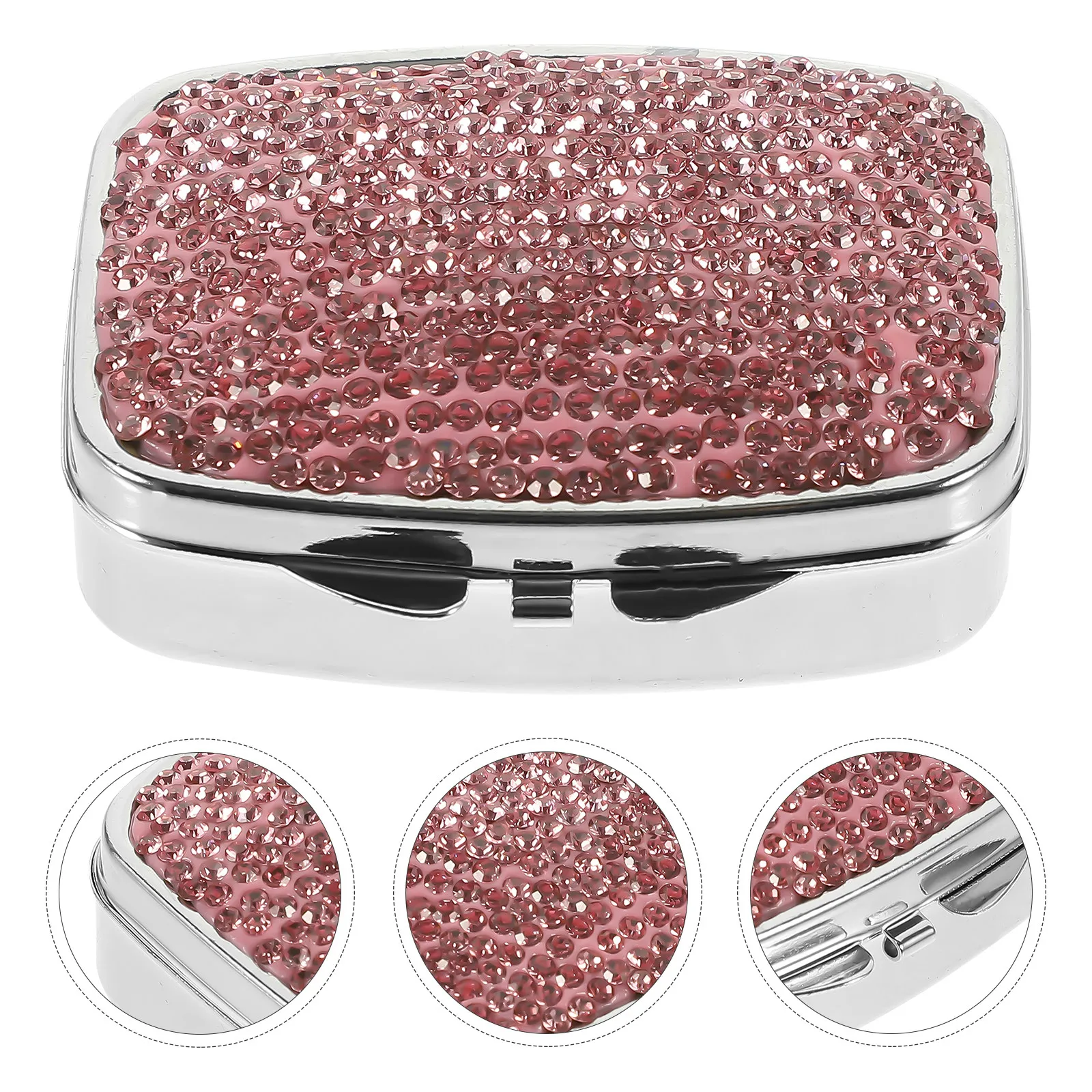 

Metal Pill Organizer Portable Travel Medicine Storage Box Tight -Compartment Compact Case for Purse Pocket Daily Use