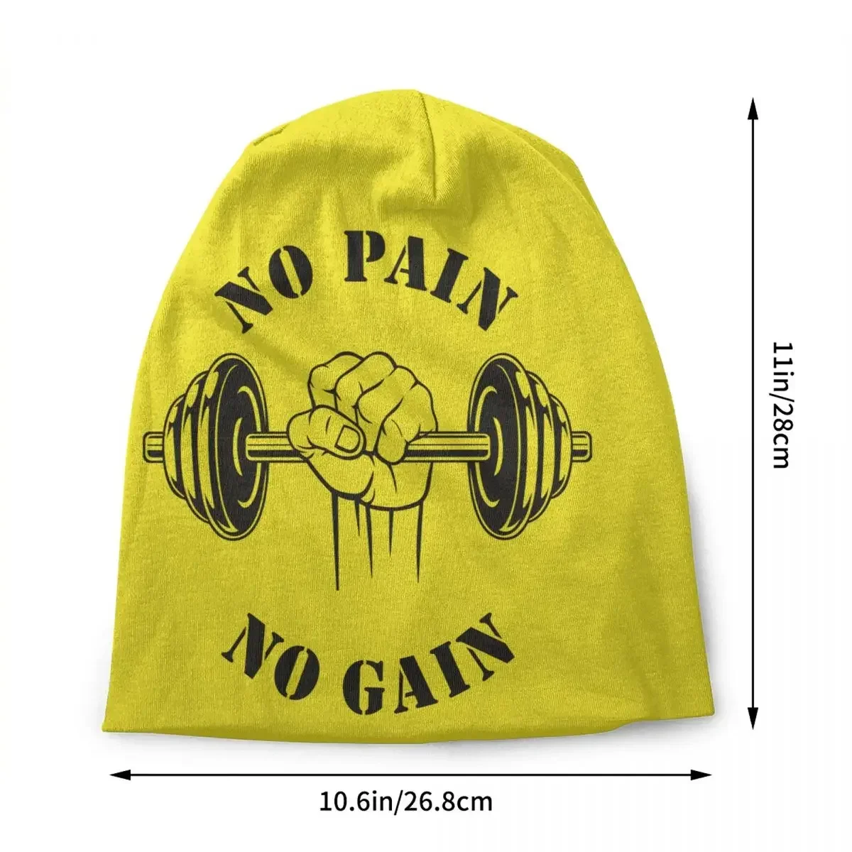 No Pain No Gain Skullies Beanies Caps Unisex Hip Hop Winter Warm Knitted Hat Adult Bodybuilding Fitness Gym Bonnet Hats