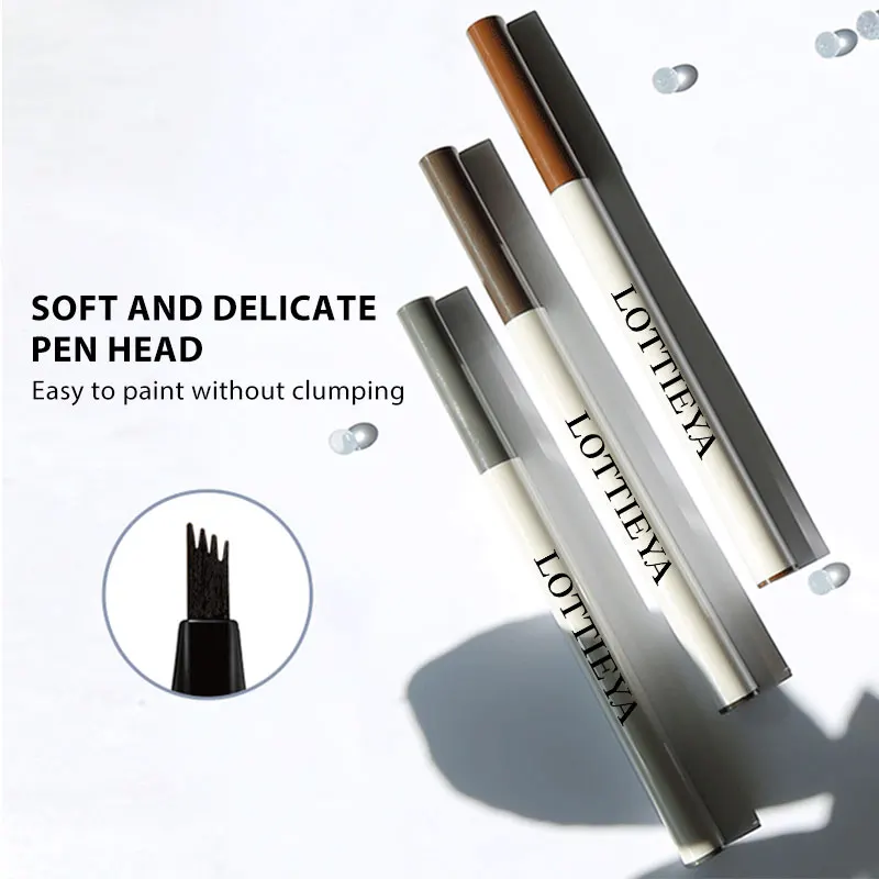 LOTTIEYA 4 Fork Tattoo Liquid Eyebrow Pen Waterproof Quick Drying Long Lasting Wild Brow Pencil Eyebrow Stencil Makeup Cosmetics