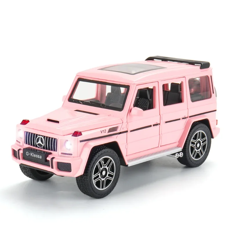 1:24 Mercedes Benz G63 PINK Diecast Car Metal Model With Light Sound Pull Back Vehicle Toys Collection For Gifts F159