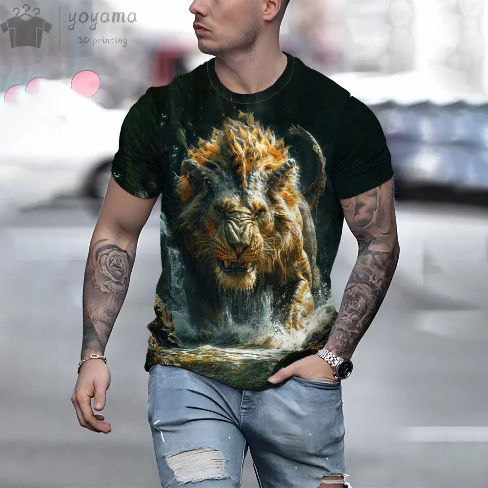 

Interesting Lion Pattern Men's Clothing 3d Printing T-Shirts For Men Oversized T-Shirt Fashion Casual O-Neck Short Sleeve Tees