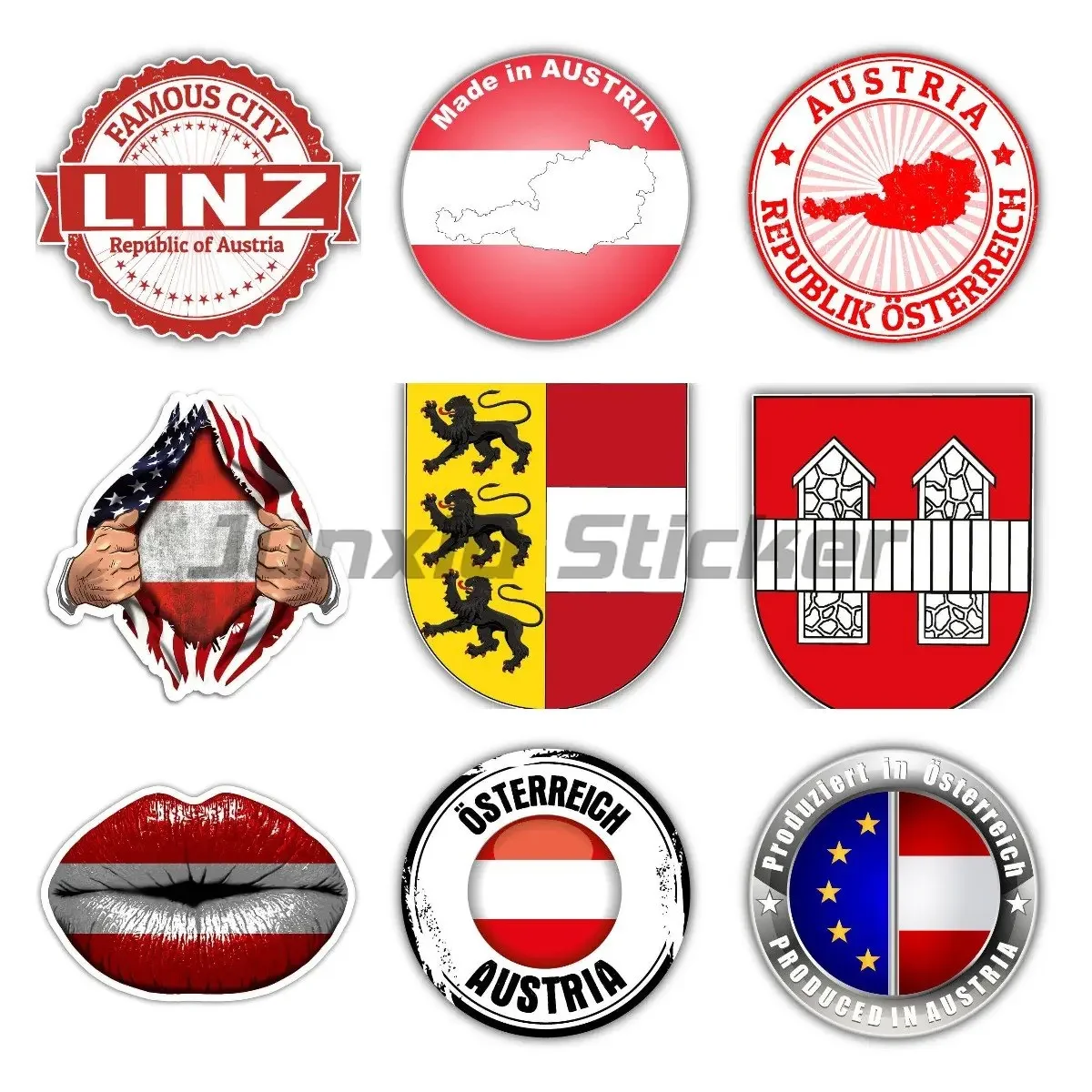 

Austria Flag Shield Crest Vinyl Decal Wall, Car, Office, Window,Car Bumper Motorcycle Off-road Decal Helmet Bicycle Accessories