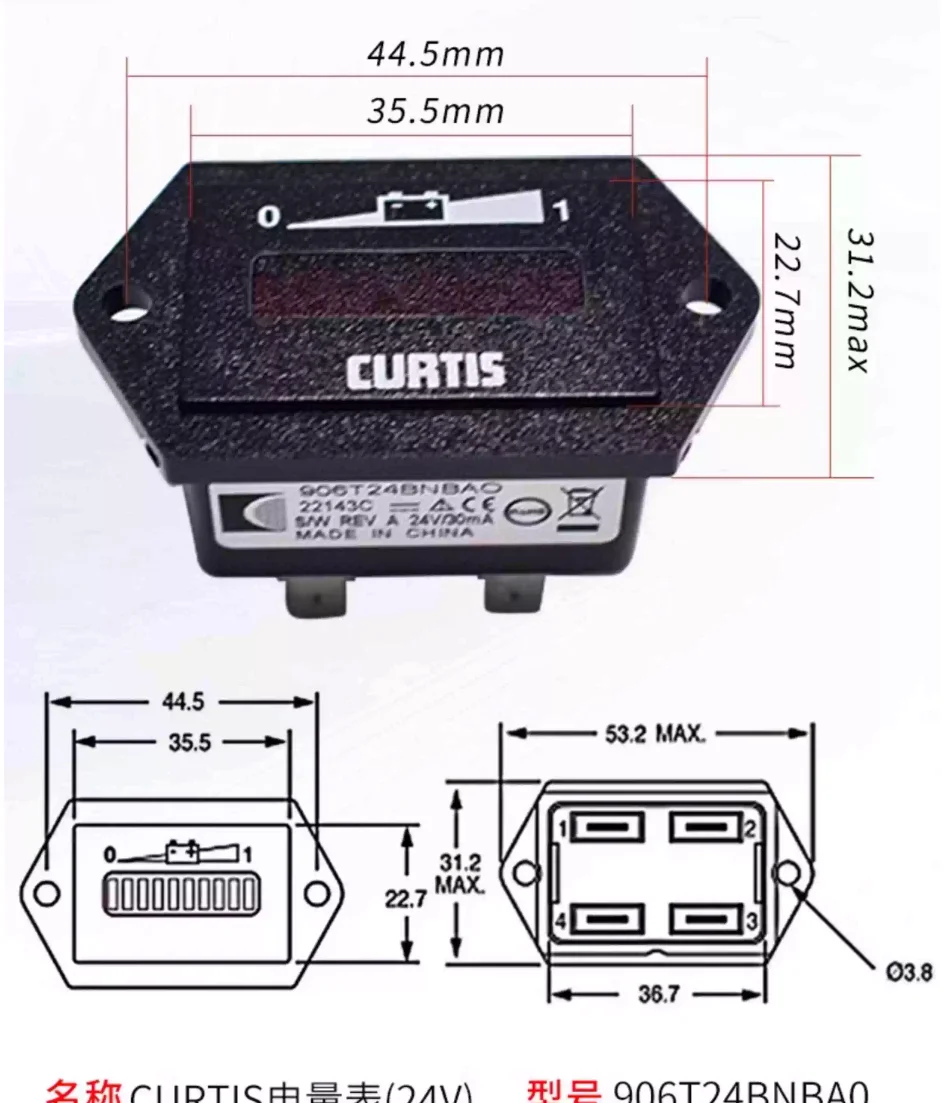 Original curtis 24V 48V 906T24BNBAO 906T48BNBAO Power Hourmeter for ELECTRIC FORKLIFT TRUCK STACKE PALLET TRUCK GOLF CART