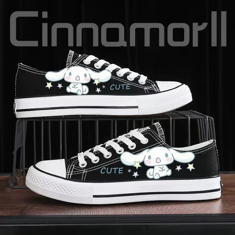 Sanrio My Melody Shoes Cinnamoroll Kuromi Low Top Canvas Shoes Women Casual Couple Shoes 2024 Spring/Summer New Lolita Sneakers