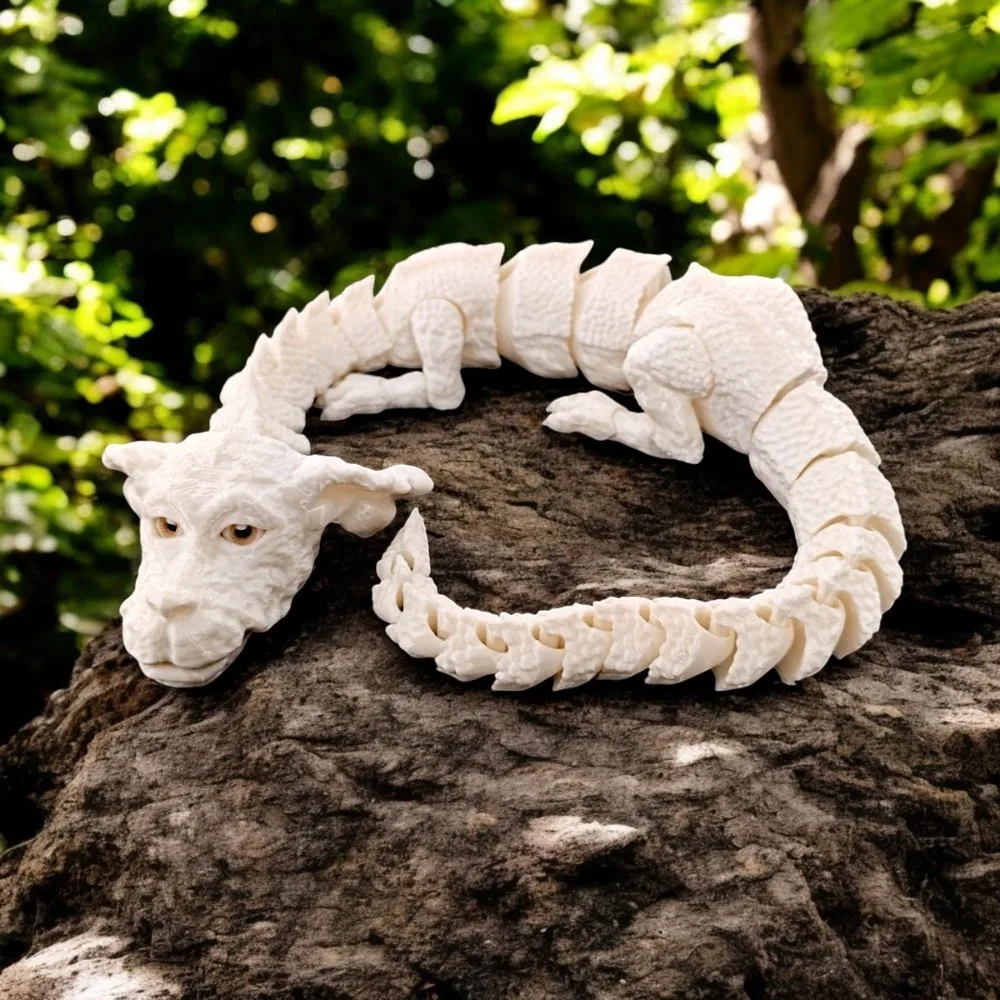 3D Printed Lucky Dragon Figurine Unique Handmade Dog Head Dragon Ornament Realistic Joint Movable Chinese Dragon