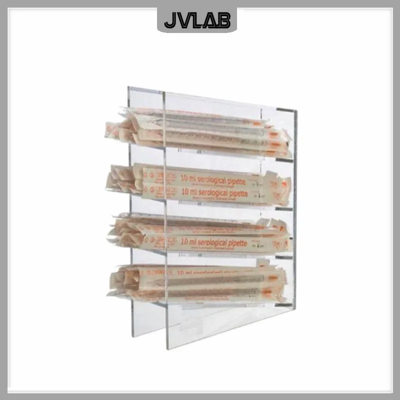 Manual Acrylic Serological Pipet Racks Plexiglass Graduated Pipette Storage Frame Straw Organic Glass Pipette Holder 4 Layers