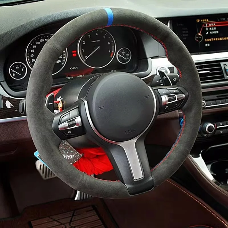 

Black Suede Car Steering Wheel Cover For BMW M F86 X6 M F33 F30 M F87 M2 F80 M3 F82 M4 M5 F12 F13 M6 F85 X5