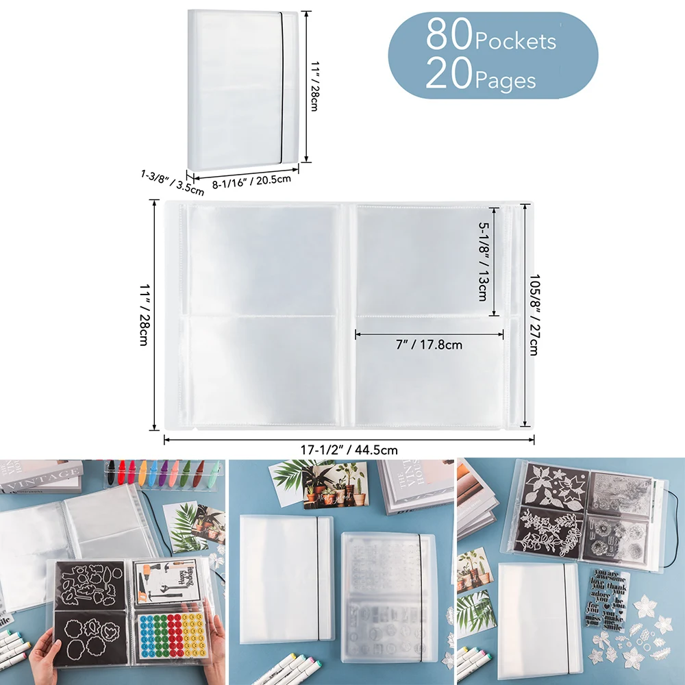 

Multi Pocket Large Clear Sticker Photo Storage Album Plastic Pockets/0.3mm Magnetic Sheets For Organizer Storage Book 8.1x11inch