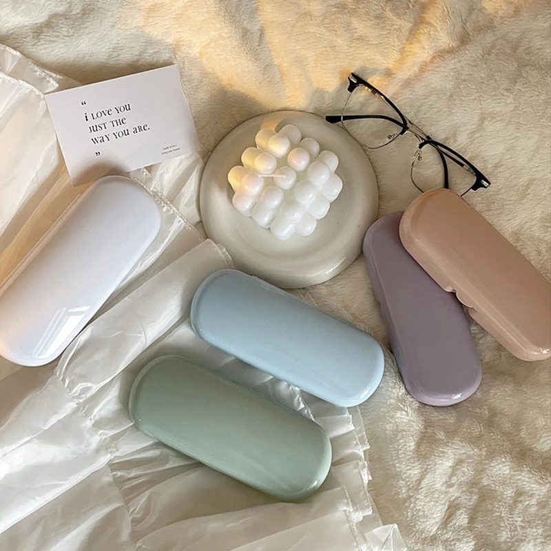 Portable Cream Colored Glasses Case Cute Sunglasses Myopia Glasses Storage Box Travel Student Simple Sunglasses Box Storage Box