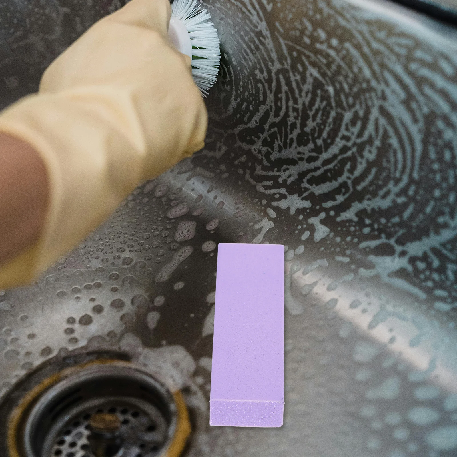 

Purple Gummy Rubber Abrasive Block Grinding Stone Hard Water Ring Remover Kitchen Sink Stain Cleaner Stone