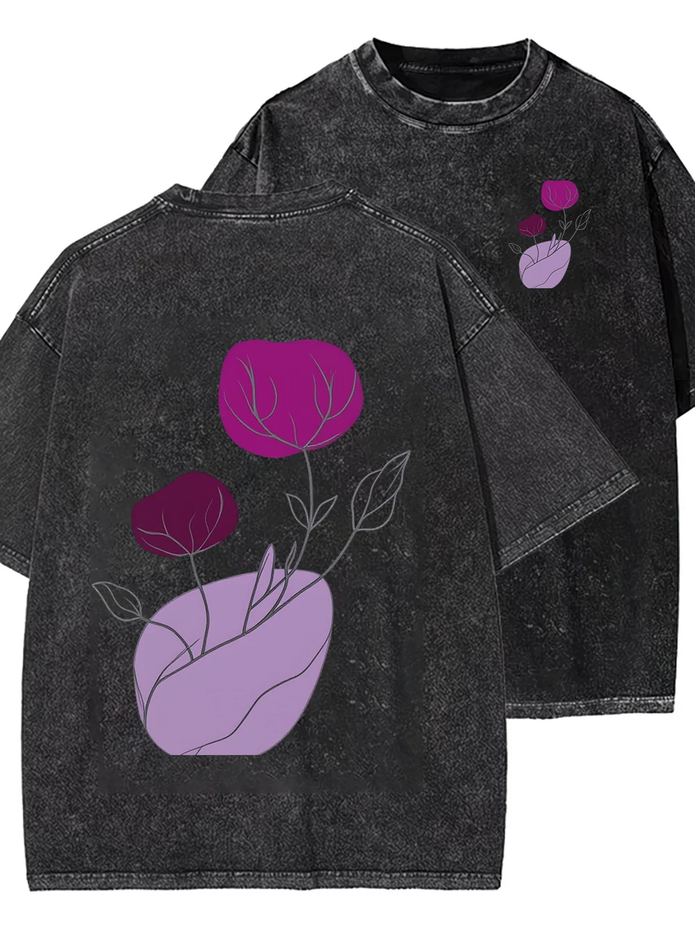 Women's Purple Leaf Summer Double-sided T-shirt Top Round Neck Plus Size Casual Short Sleeved Street T-shirts