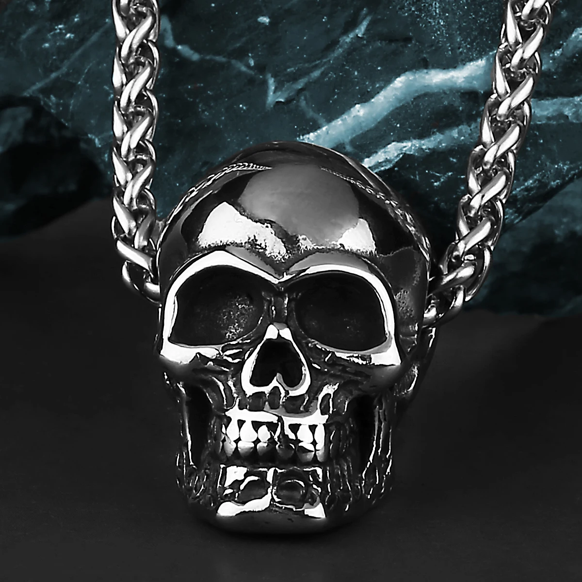 Gothic Skull Stainless Steel Pendant Necklace Men's Fashion Biker Black Gun Plated Necklace Party Club Jewelry Gift view 4