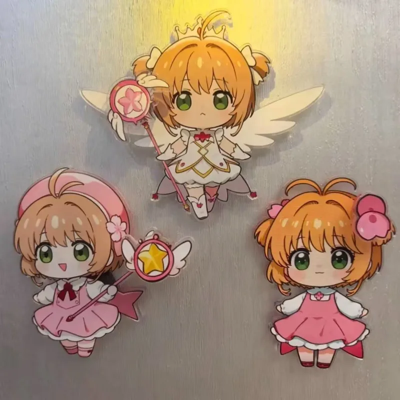 

Аниме-карта KINOMOTO SAKURA, вращающийся магнит на холодильник, коллекция Q-версии, милая акриловая фигурка, подарки для дома для фанатов