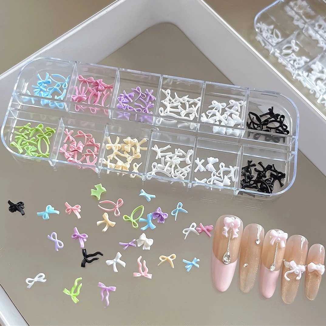 Little Cute Bow Tie Colorful Bowknot Leopard Ribbon Charms Sweet Korean Nail Art Accessories Lovely Decorations Manicure Tools