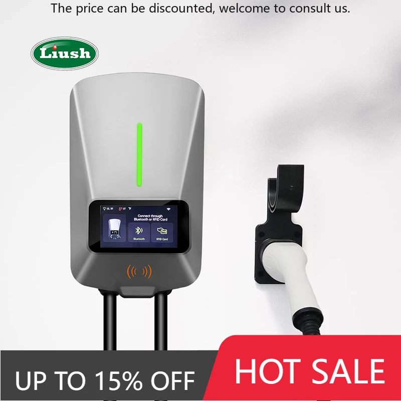 

Liush Smart EV Charging Station Wallbox 7KW 22KW AC EV Charger Household Voice Control Electric Car EV Charger App Condition New