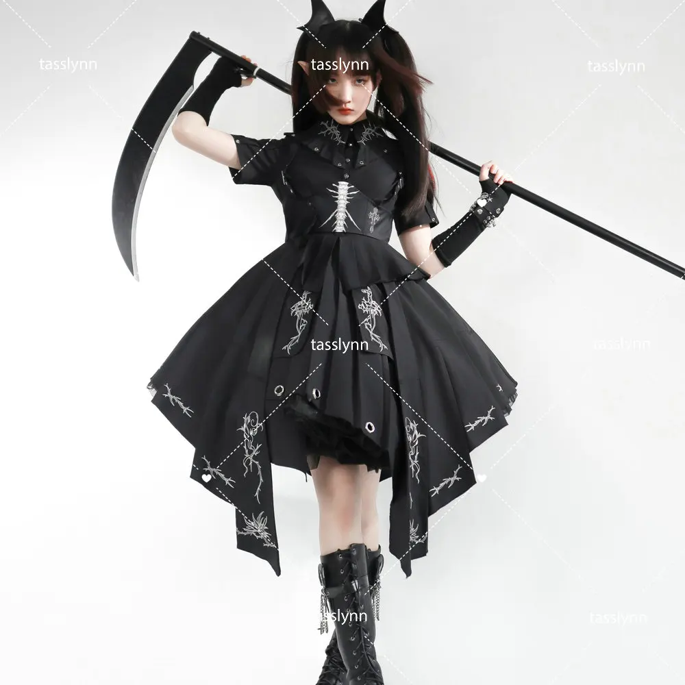 

Original Design Cyberpunk Cosplay Costume Women Lolita Dress Halloween Costumes for Women Military Uniform Lolita Clothes