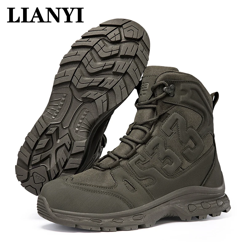 

LIANYI Men's Winter Warm Lined Military Boots Sizes 39-47 Special Forces Tactical Desert Combat Genuine Leather Snow Boots