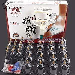 32 Pcs Vacuum Cupping Body Massager Suction Cups Jar Set Plastic Vacuum Suction Therapy Cupping Set Cans for Shoulder Massage