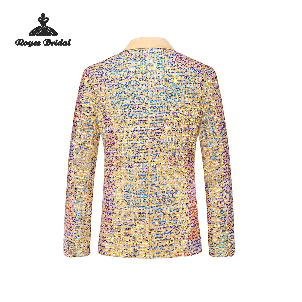 Sparkly Sequin Two Piece Single Breasted Men's Suit Wedding 2026 Notched Lapel Evening Suit Customized trajes para hombre