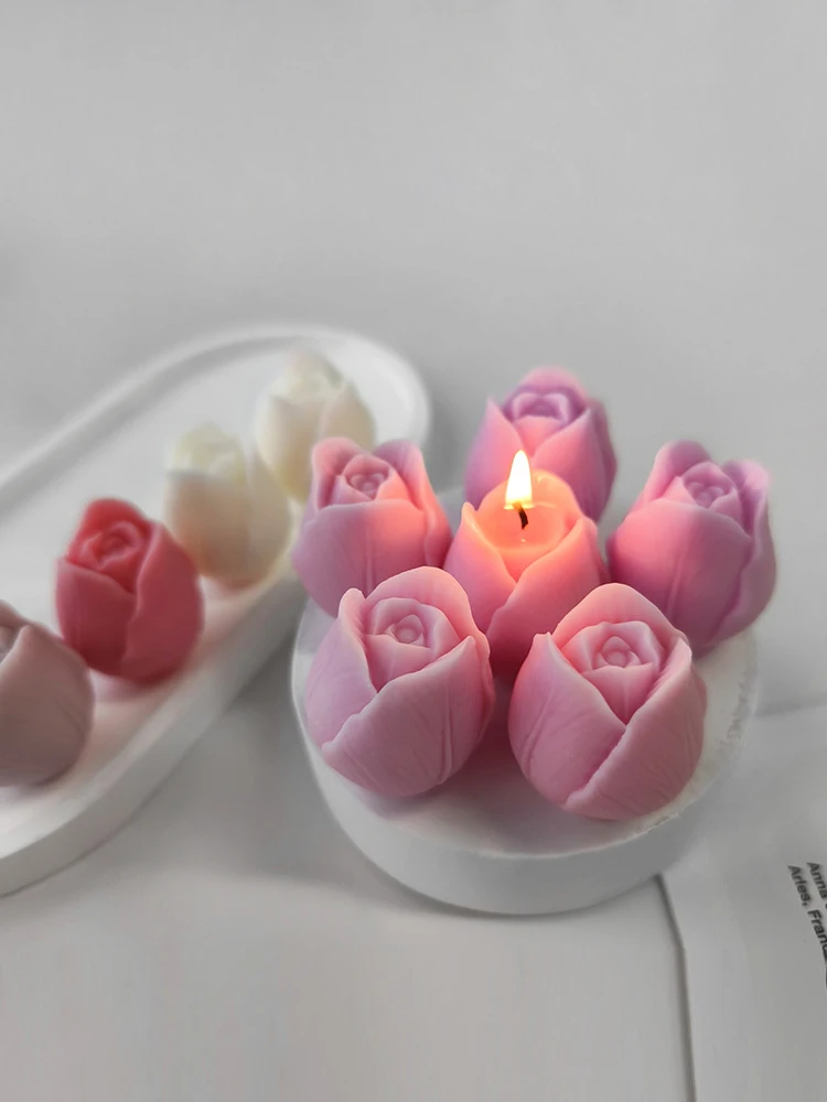 

Small Flower Silicone Candle Mold 3d Rose Soap Chocolate Cake Decoration Baking Tools Diy Aromatherapy Gypsum Resin Clay mould