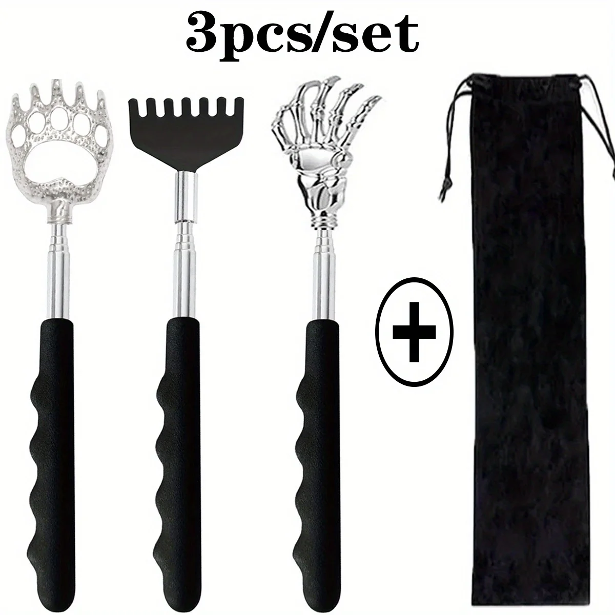 

Back Scratcher handle Different Design Stainless Telescopic Back scratchers with Pretty Bag, Portable Extendable Back Massager
