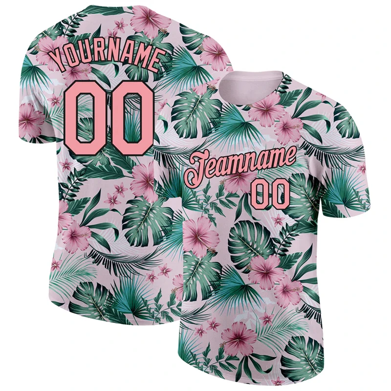 

Fashion Hawaiian Style Football T Shirts For Men Custom Name Team Name Number Sports T-shirts Breathable Quick Dry Team Uniforms