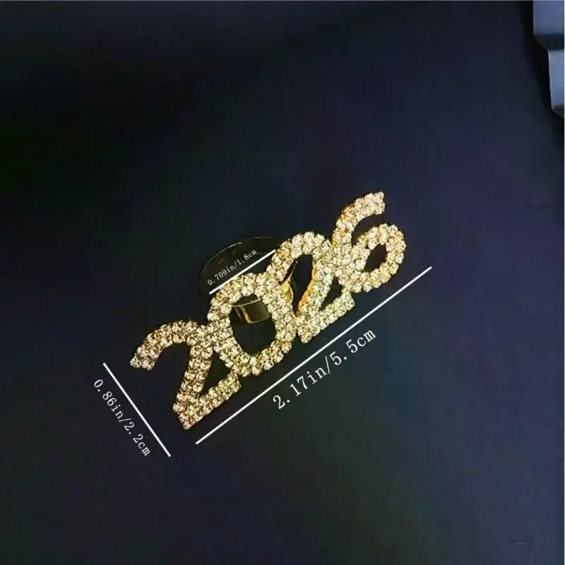 خاتم حجر الراين الهندسي لعام 2026 شريط نحاسي قابل للتعديل مع أرقام متألقة، مجوهرات للجنسين على الطراز البوهيمي لمناسبات الأعياد #5