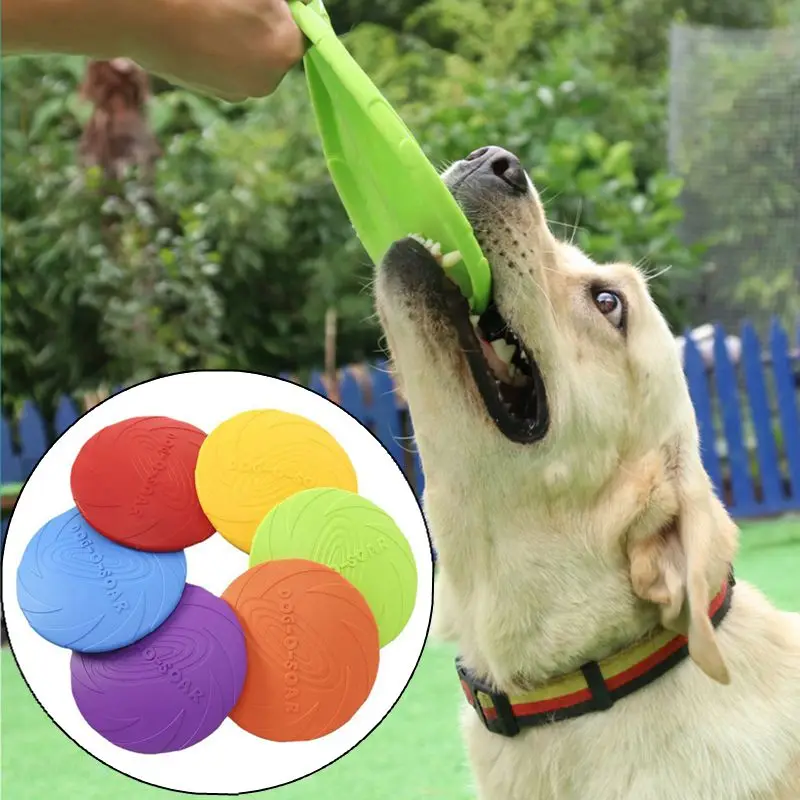 15/18/22cm Pet Dog Flying Disk Toy Silicone Material Environmentally Friendly Anti-Chew Dog Interactive Training Pet Supplies