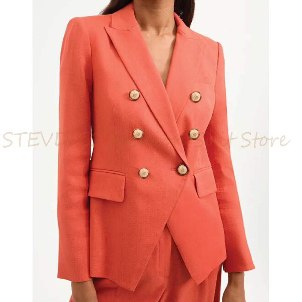 Luxury Fashion Women 's Suit Double Breasted 2 Piece Jacket Pants Female Clothing Slim Fit Smart Office Banquet Lady Blazer Set