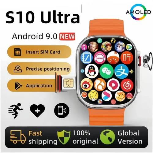 Reloj inteligente 4G Original CDS9 S9 S10 cámara Ultra rotativa GPS WIFI rastreador de ritmo cardíaco 256GB almacenamiento descargar aplicaciones reloj inteligente deportivo