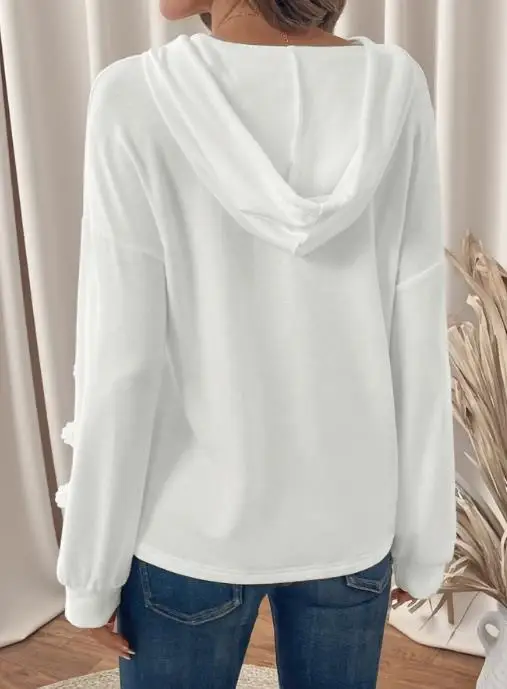 

Autumn 2025 New Lace Patchwork Hoodie Solid Color Temperament Casual Y2K Fashion Slim Fit Women's Long Sleeved Hooded Sweatshirt