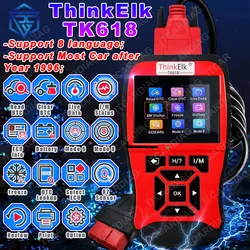 THINKELK TK618 Car OBD2 Code Reader Scanner For Most Car After Year 1996 Support Mode 6 / 8 Read Clear DTC Check Engine Battery