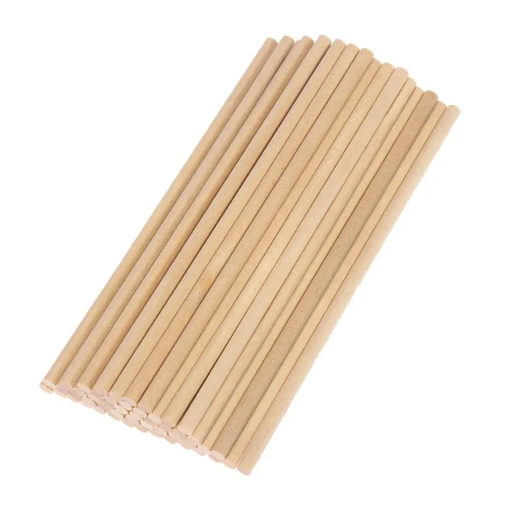 50 แพ็คตะเกียบไม้ตะเกียบ Sticks ไม้รอบ Sticks รอบ Stick หัตถกรรมไม้สําหรับโครงการหัตถกรรม