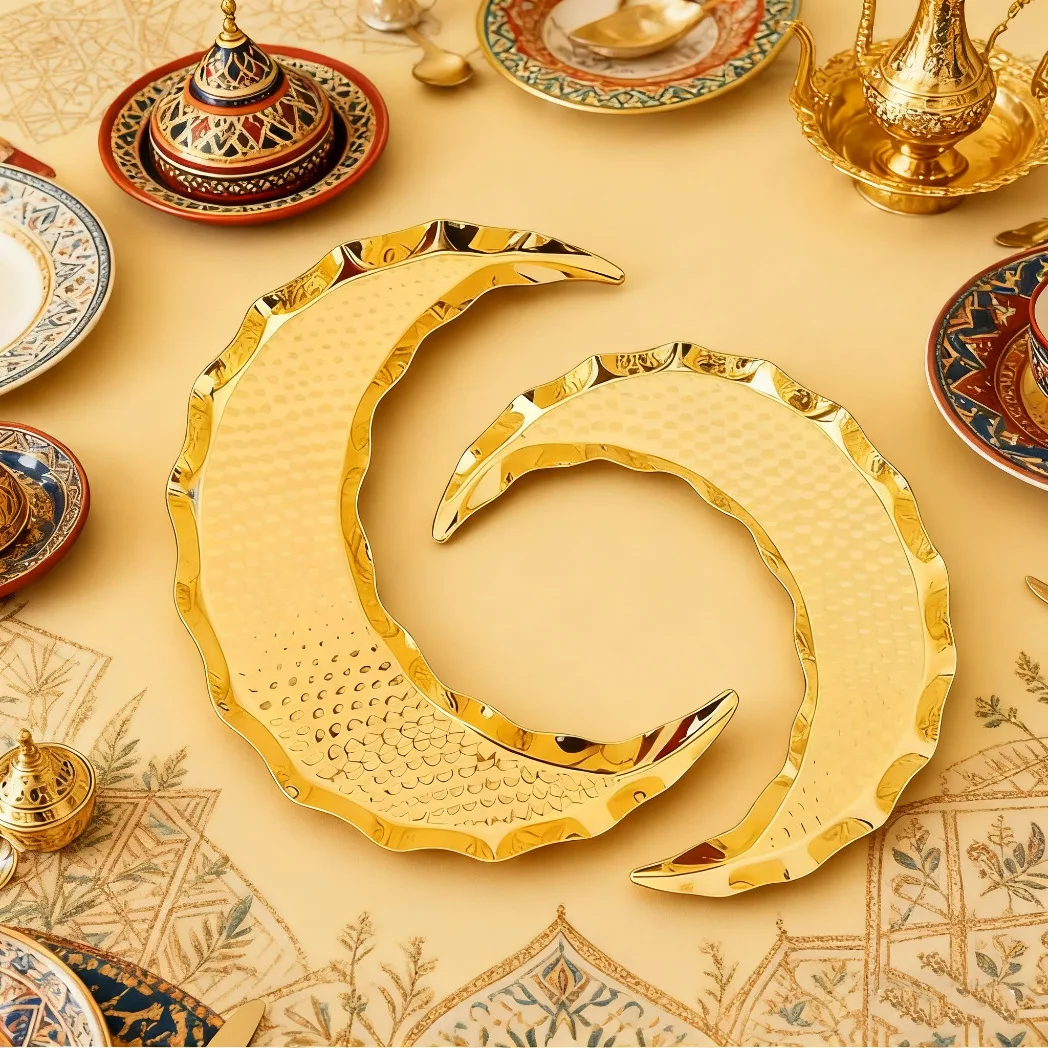 Middle East Festival Crafts Metal Dining Table Tray Fruit Cake Dried Fruit Storage Tray Home Ornament